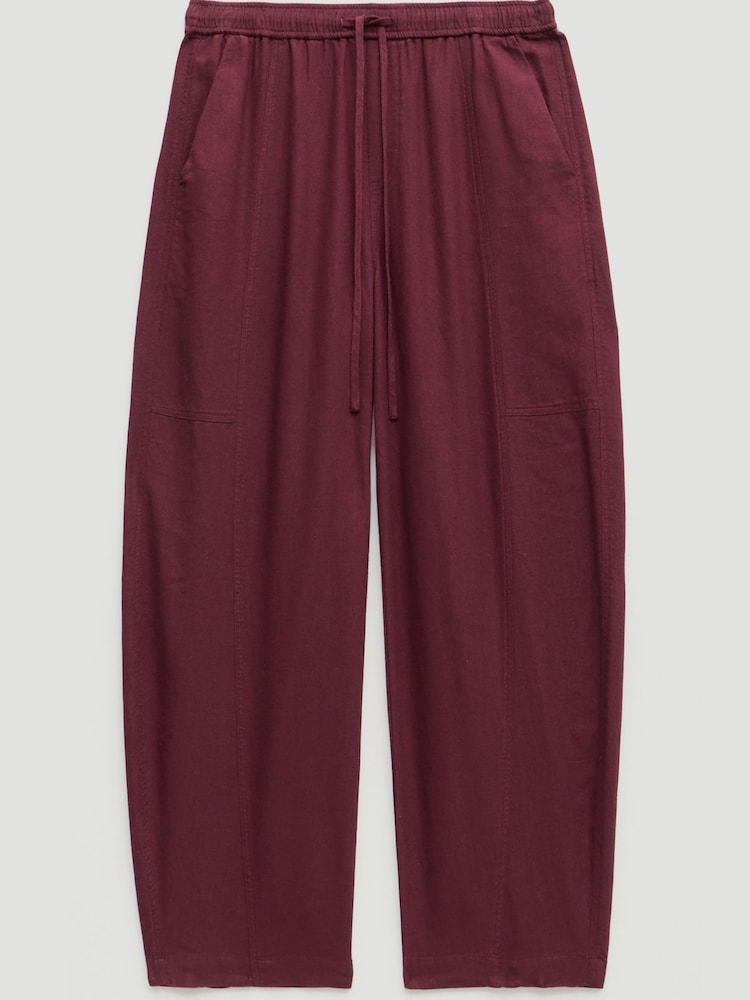 Hush Red Tovi Linen Blend Barrel Leg Trousers - Image 5 of 5