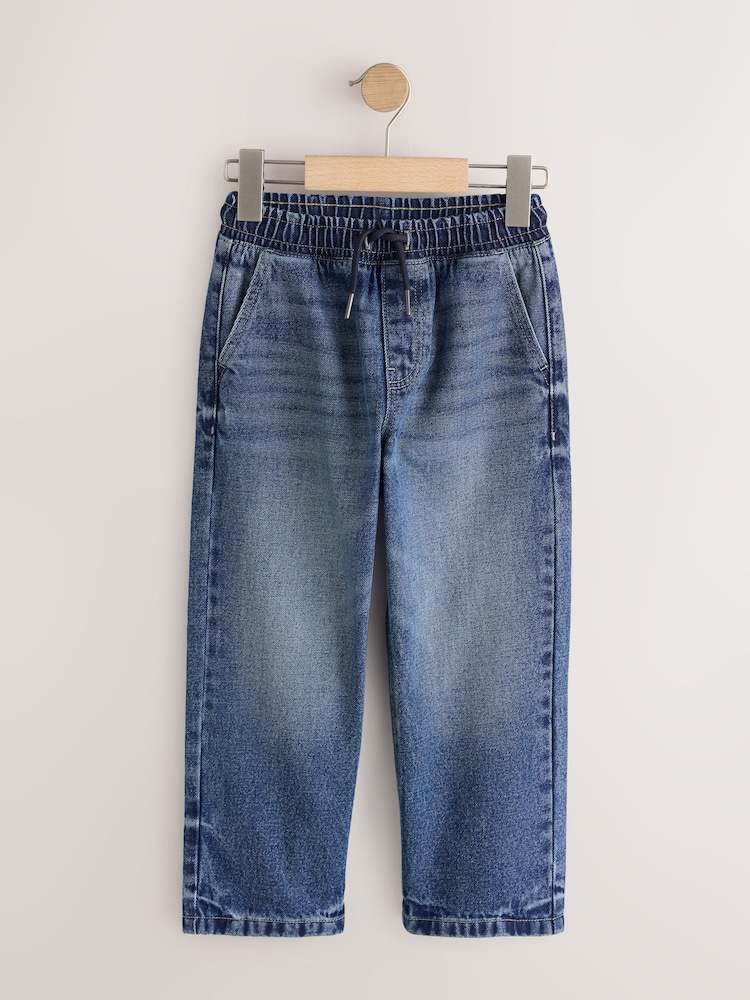 Mid Blue Denim Wide Fit Pull On Jeans (3-16yrs) - Image 1 of 4 Mid Blue Denim Wide Fit Pull On Jeans (3-16yrs) - Image 1 of 4