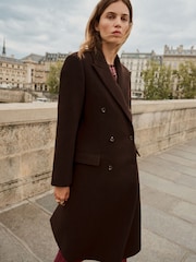 Double Breasted Masculine Tailored Wool Coat with Removable Fur - Bild 3 von 5
