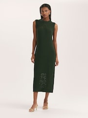 Finery Green Ravi Knitted Sleeveless Midi Dress - Image 1 of 4