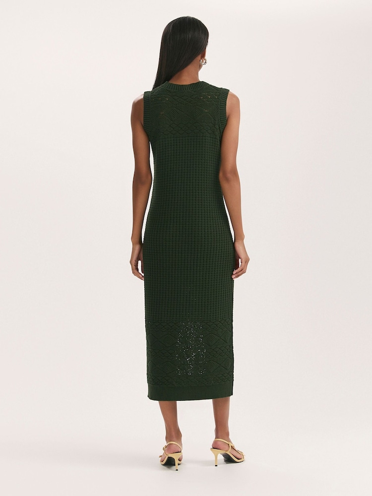 Finery Green Ravi Knitted Sleeveless Midi Dress - Image 4 of 4