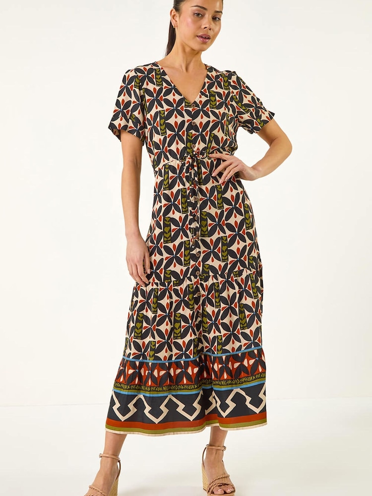 Roman Black Petite Abstract Dress - Image 2 of 5 Roman Black Petite Abstract Dress - Image 2 of 5