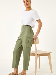 Roman Green Petite Cotton Cargo Stretch Trousers - Image 2 of 5