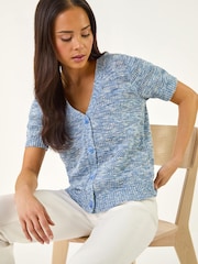 ブルー - Roman Petite Space Dye Knit Cardigan - 画像 1 / 5