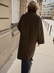 BHOEM Khaki Green Cocoon Double Breasted Long Coat - Image 5 of 5