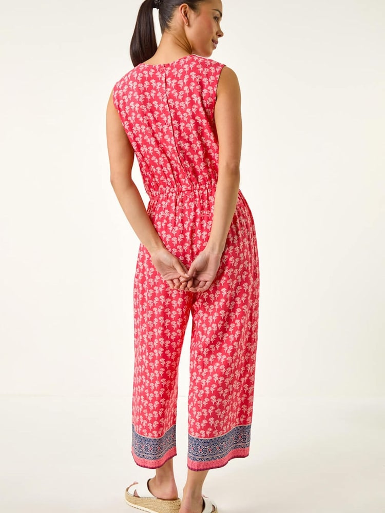 Roman Red Petite Printed Cropped Jumpsuit - Image 2 of 5
