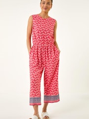 Roman Red Petite Printed Cropped Jumpsuit - Image 3 of 5
