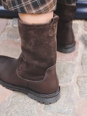 Chocolate Brown Forever Comfort® Leather Casual Midi Boots - Image 3 of 3