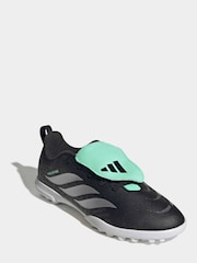 adidas Black Club Fold Over Tongue Elastic Lace Turf Football Boots - Image 1 of 10