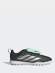 adidas Black Club Fold Over Tongue Elastic Lace Turf Football Boots - Image 2 of 10