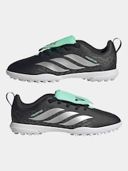 adidas Black Club Fold Over Tongue Elastic Lace Turf Football Boots - Image 3 of 10