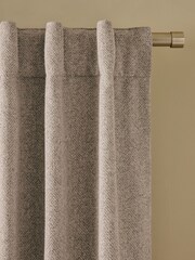 Natural Brushed Herringbone Blackout/Thermal Hidden Tab Top Curtains - Image 1 of 5