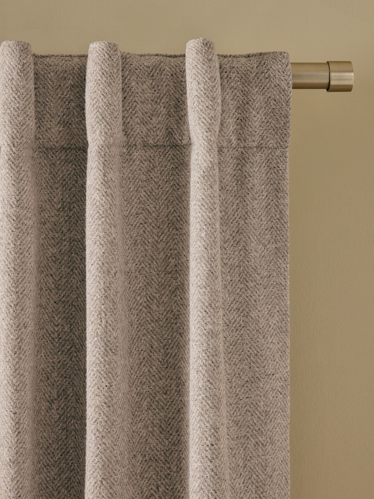 Natural Brushed Herringbone Blackout/Thermal Hidden Tab Top Curtains - Image 1 of 5 Natural Brushed Herringbone Blackout/Thermal Hidden Tab Top Curtains - Image 1 of 5