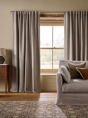 Natural Brushed Herringbone Blackout/Thermal Hidden Tab Top Curtains - Image 2 of 5