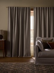 Natural Brushed Herringbone Blackout/Thermal Hidden Tab Top Curtains - Image 3 of 5