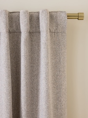 Natural Brushed Herringbone Super Thermal Hidden Tab Top Door Curtain - Image 1 of 4