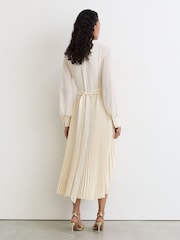 Reiss Cream Millie Stud-Detail Pleated Midi Dress - Image 5 of 7