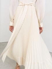 Reiss Cream Millie Stud-Detail Pleated Midi Dress - Image 6 of 7