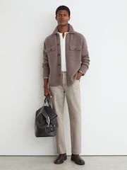 Reiss Warm Taupe Wash Bishopsgate Straight-Leg Jeans - Image 1 of 6