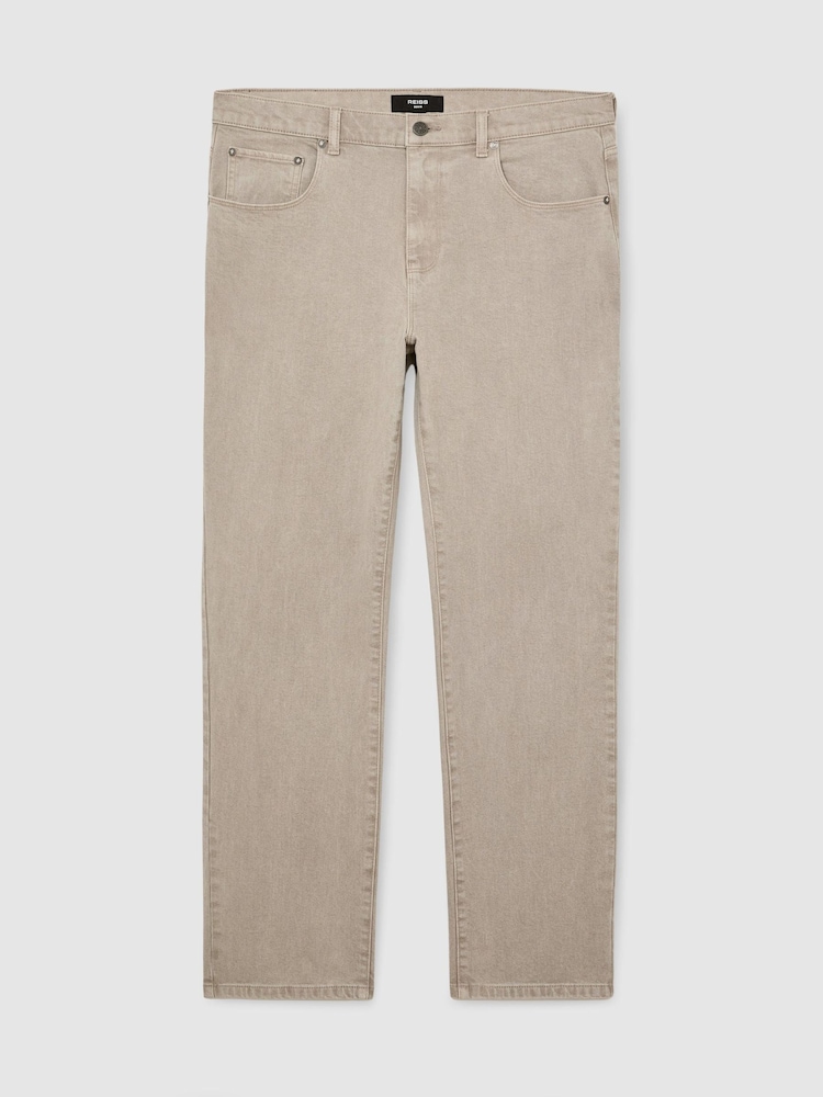 Reiss Warm Taupe Wash Bishopsgate Straight-Leg Jeans - Image 2 of 6