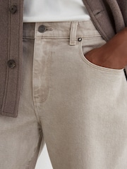 Reiss Warm Taupe Wash Bishopsgate Straight-Leg Jeans - Image 4 of 6