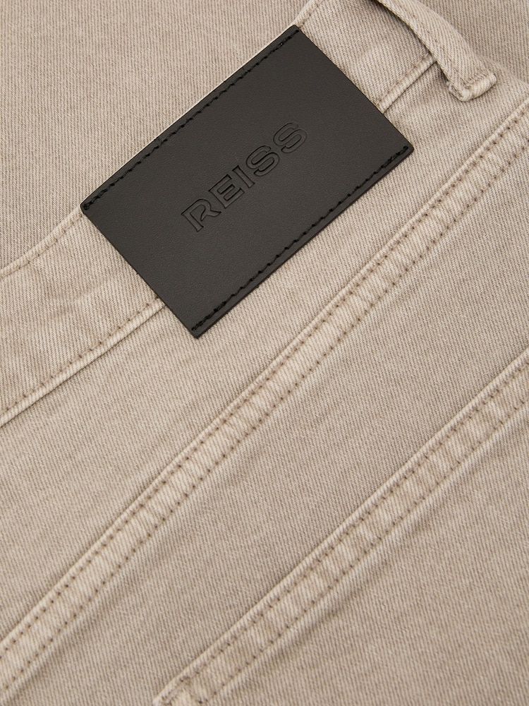 Reiss Warm Taupe Wash Bishopsgate Straight-Leg Jeans - Image 6 of 6