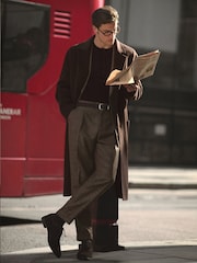 Reiss Brown Vallance Classic Fit Wool-Blend Herringbone Suit Trousers - Image 1 of 7