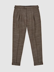 Reiss Brown Vallance Classic Fit Wool-Blend Herringbone Suit Trousers - Image 2 of 7