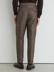 Reiss Brown Vallance Classic Fit Wool-Blend Herringbone Suit Trousers - Image 6 of 7