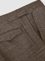Reiss Brown Vallance Classic Fit Wool-Blend Herringbone Suit Trousers - Image 7 of 7