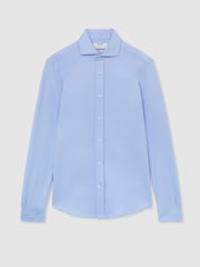 Reiss Soft Blue Monaco R-Flex Cotton-Blend Stretch Jersey Shirt Slim-Fit - Image 2 of 8