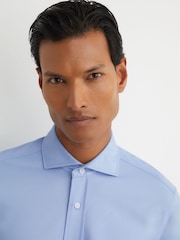 Reiss Soft Blue Monaco R-Flex Cotton-Blend Stretch Jersey Shirt Slim-Fit - Image 4 of 8