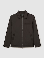 Reiss Dark Brown Bernardi Technical Padded Zip-Through Jacket - Image 2 of 8