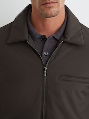 Reiss Dark Brown Bernardi Technical Padded Zip-Through Jacket - Image 4 of 8