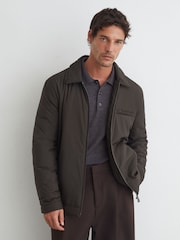 Reiss Dark Brown Bernardi Technical Padded Zip-Through Jacket - Image 5 of 8