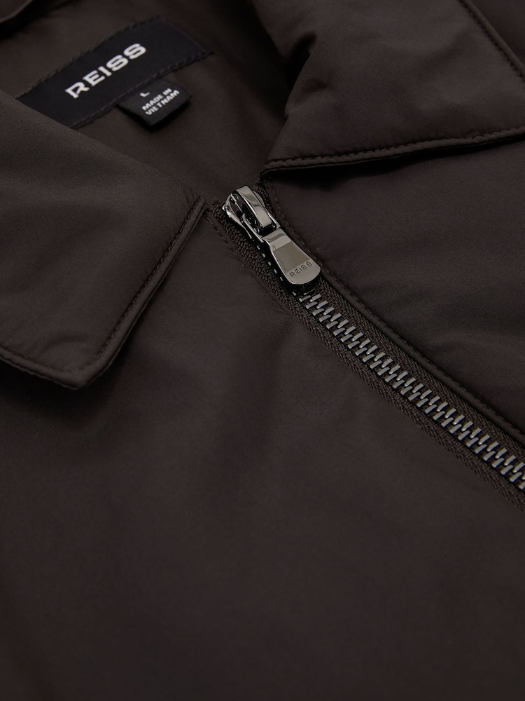 Reiss Dark Brown Bernardi Technical Padded Zip-Through Jacket - Image 7 of 7 Reiss Dark Brown Bernardi Technical Padded Zip-Through Jacket - Image 7 of 7