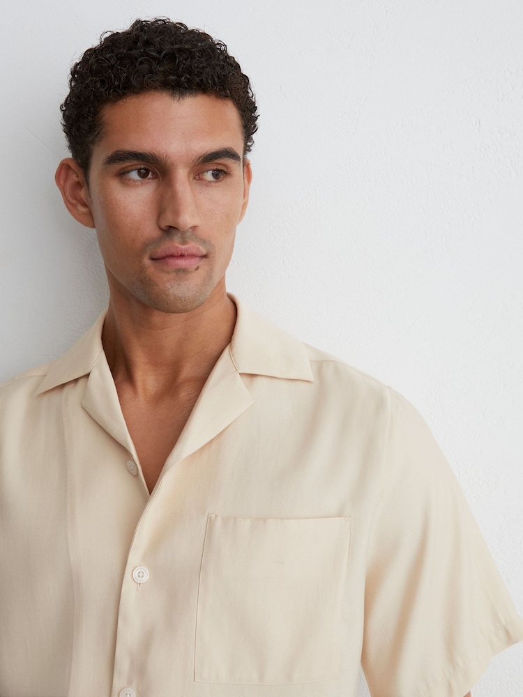 Reiss Stone Cosworth Modal-Blend Relaxed Cuban-Collar Shirt - Image 1 of 6
