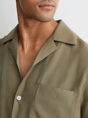 Reiss Sage Green Cosworth Modal-Blend Relaxed Cuban-Collar Shirt - Image 5 of 6