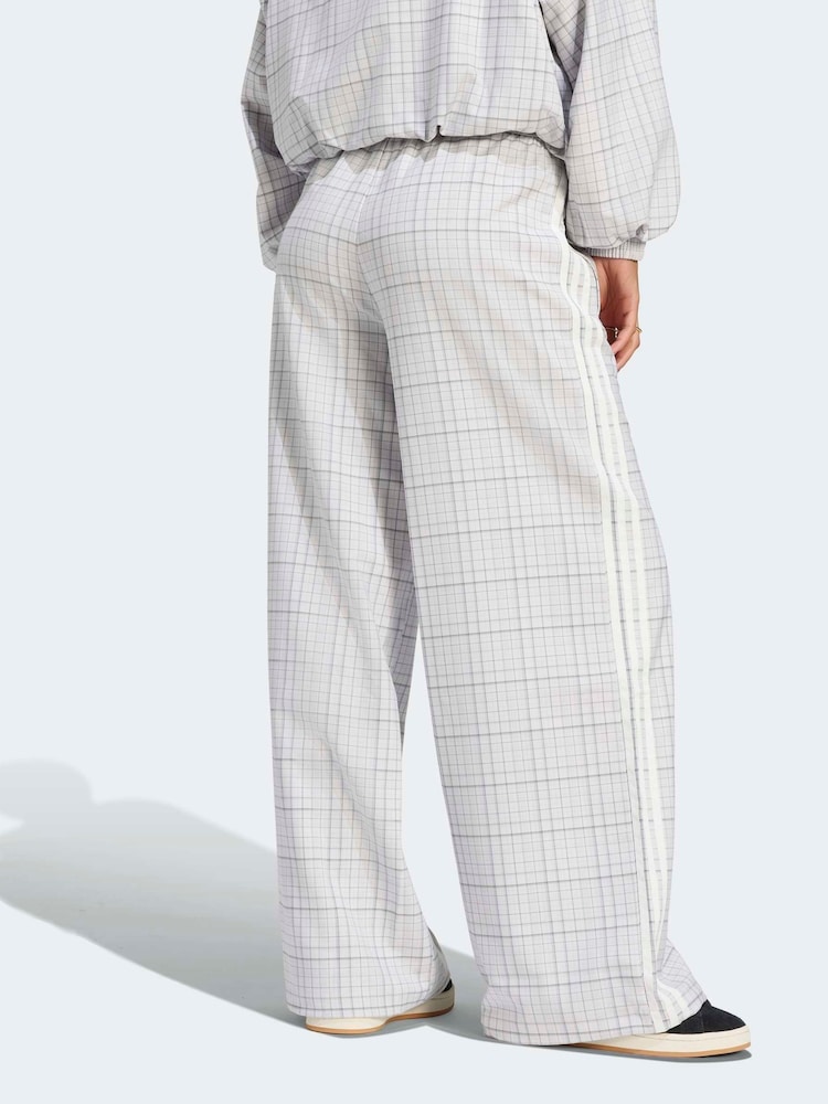 adidas Originals Grey Check Loose Wide Leg Trousers - Image 2 of 6 adidas Originals Grey Check Loose Wide Leg Trousers - Image 2 of 6