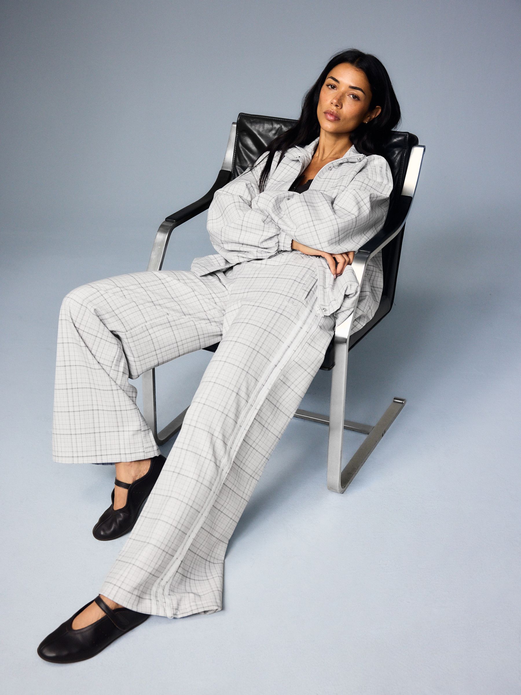 Buy adidas Originals Grey Check Loose Wide Leg Trousers from Next USA