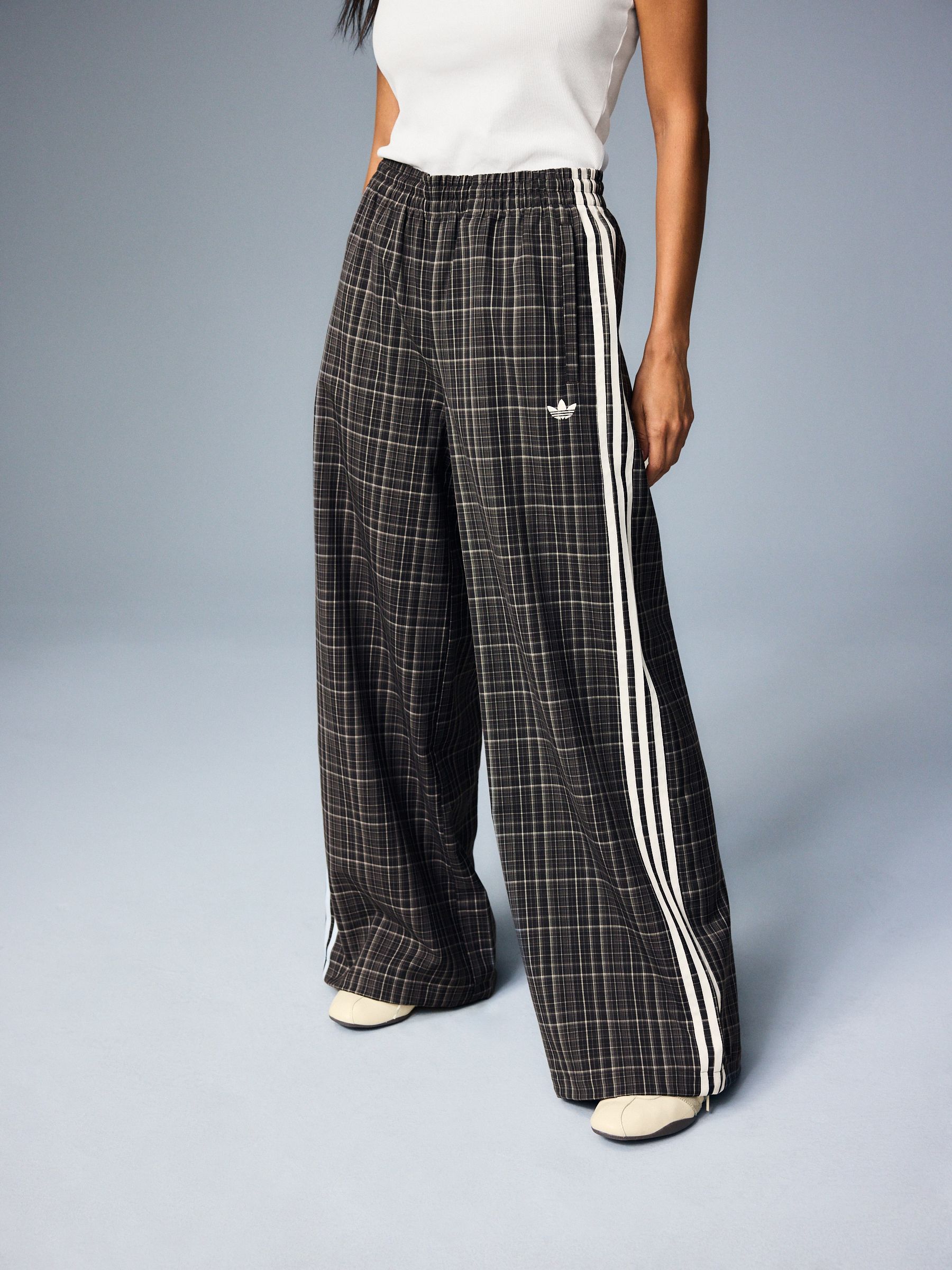 Buy adidas Originals Brown Check Loose Wide Leg Trousers from Next USA
