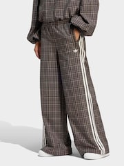 adidas Originals Brown Check Loose Wide Leg Trousers - Image 1 of 5