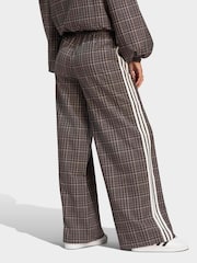 adidas Originals Brown Check Loose Wide Leg Trousers - Image 2 of 5