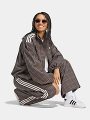 adidas Originals Brown Check Loose Wide Leg Trousers - Image 4 of 5
