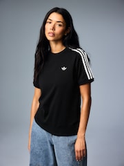 adidas Originals Black Lace 3-Stripes T-Shirt - Image 1 of 9