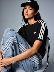 adidas Originals Black Lace 3-Stripes T-Shirt - Image 5 of 9
