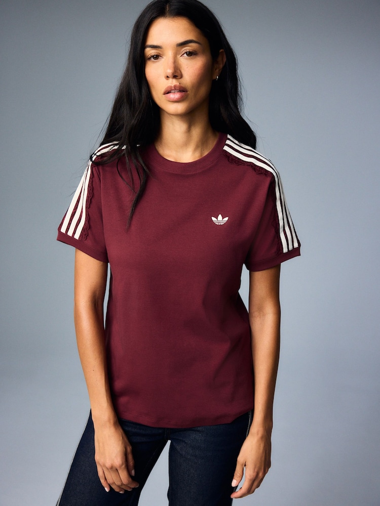 adidas Originals Red Lace 3-Stripes T-Shirt - Image 1 of 6 adidas Originals Red Lace 3-Stripes T-Shirt - Image 1 of 6