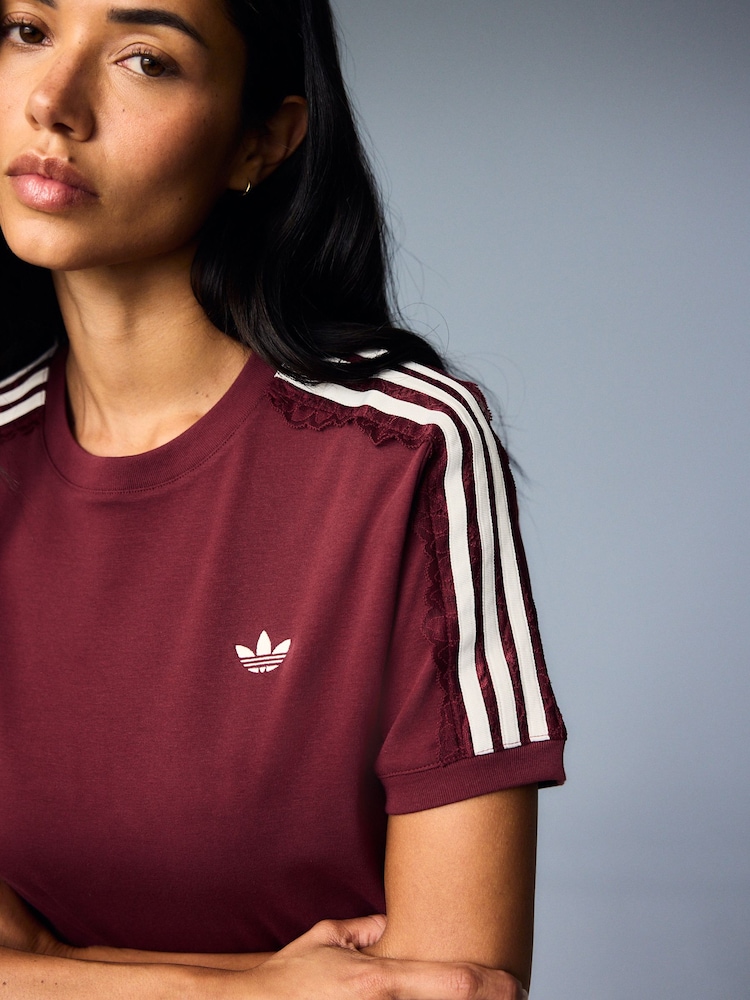 adidas Originals Red Lace 3-Stripes T-Shirt - Image 6 of 6 adidas Originals Red Lace 3-Stripes T-Shirt - Image 6 of 6