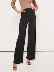 Lipsy Black Tall High Waist Wide Leg Jersey Trousers - Image 1 of 4
