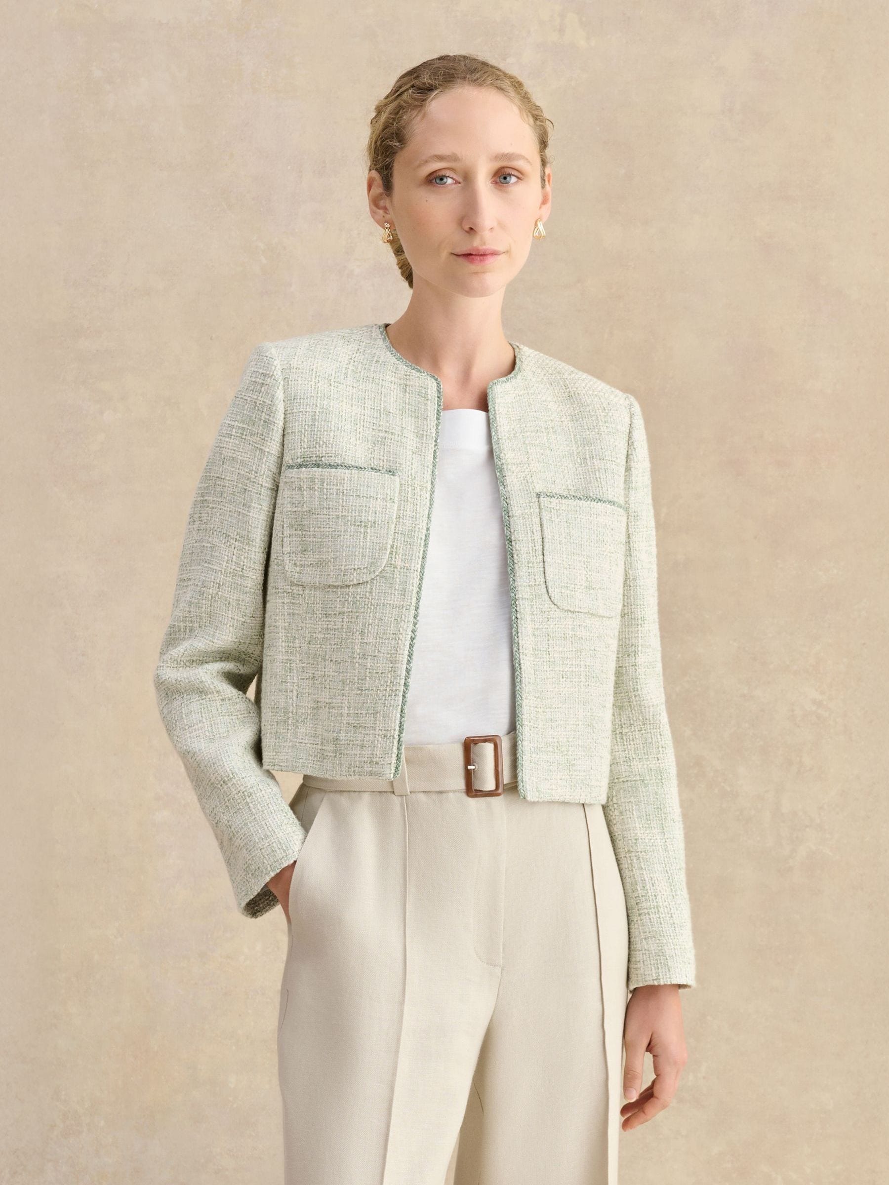 Buy Hobbs Sage Ivory Darcy Tweed Jacket from Next USA